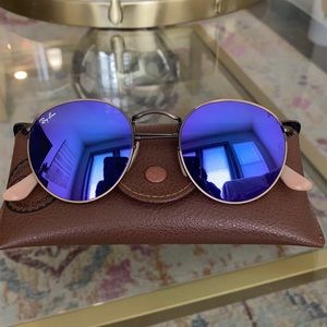 purple round flash ray bans